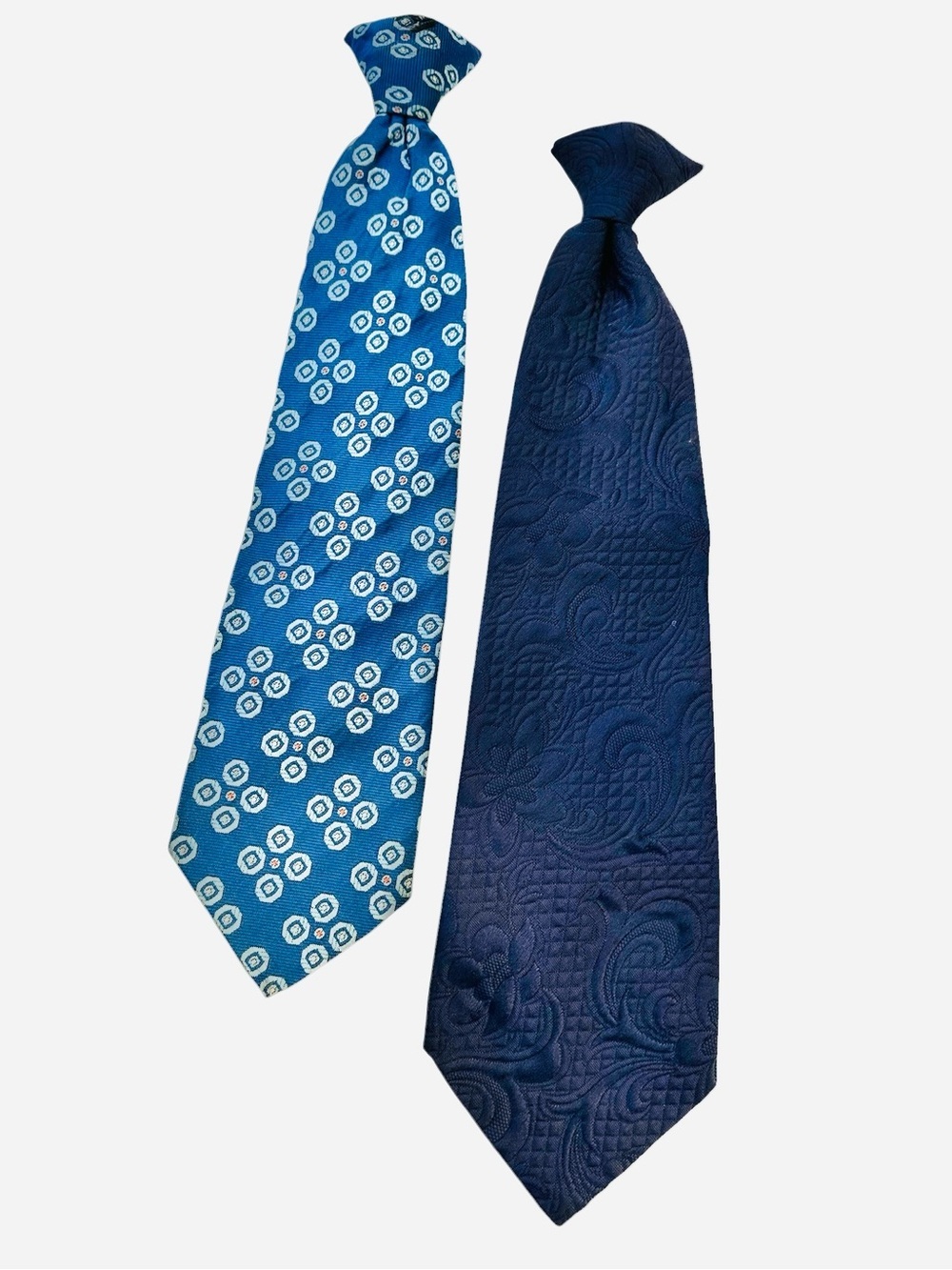 2 VTG Pretied Men's Clip-On Neck Ties Andhurst & Sears  18" x 4", Polyester